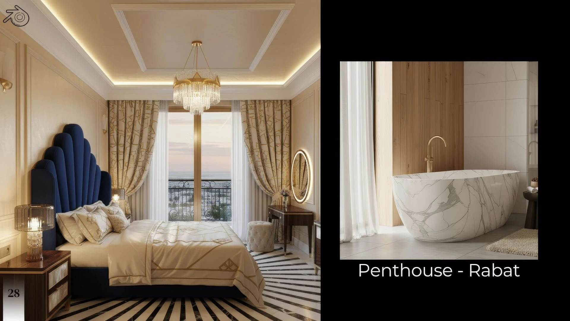 Interior Design — Penthouse - Rabat Bedroom and Bathroom