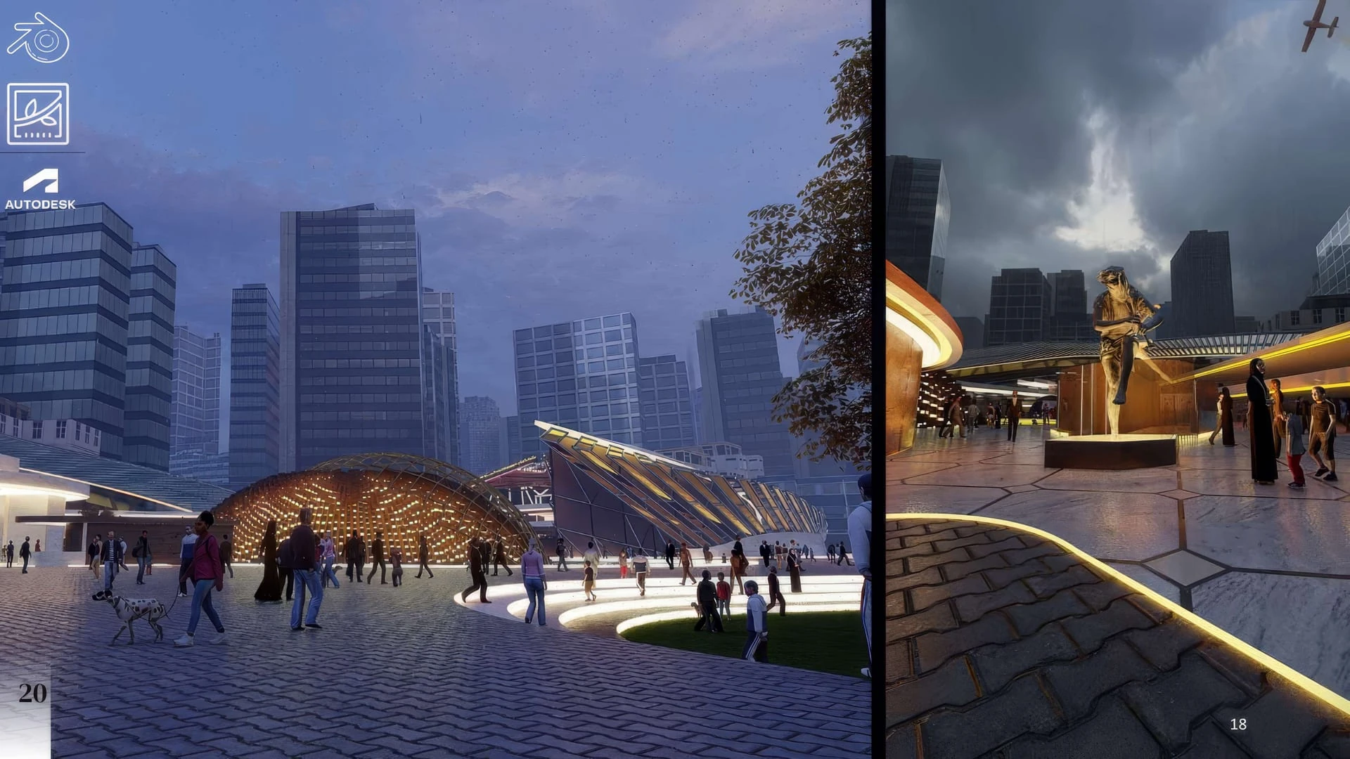 Urban Projects — Urban Plaza Night Render